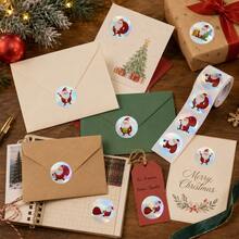 500pcs/Roll Holographic Laser Santa Claus Stickers, 1 Inch Round, 6 Designs, Baking Packaging Stickers, Envelope Gift Seal Stickers, Cup Stickers, DIY Decoration Stickers, Christmas Atmosphere Stickers, PVC Self-Adhesive Label Roll Stickers - Multicolor - View 5