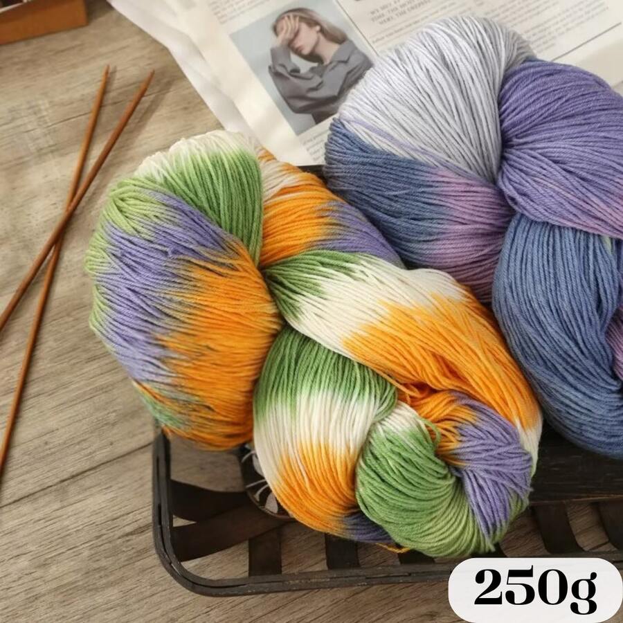 LIRISNLY 100% Wool Yarn 250g Gradient Color Hand‑Knitting Yarn Soft Warm Segment Dye Yarn For Sweater Scarf DIY Crochet Crafts - Multicolor - View 1