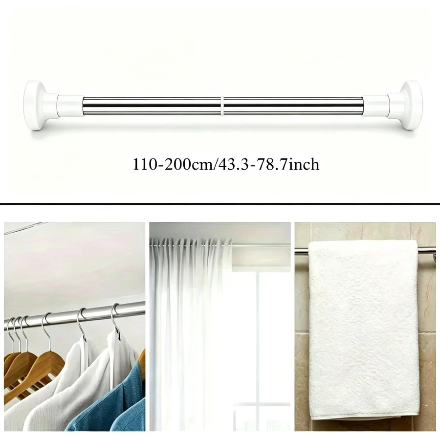 [Tubo telescópico de acero inoxidable multifuncional]Barra Telescópica Multifuncional Sin Taladro |   3 Tamaños Ajustables |   Acero Inoxidable, Fácil Instalación BAQS - 110-200 cm/43.3-78.7 pulgadas - Ver 1