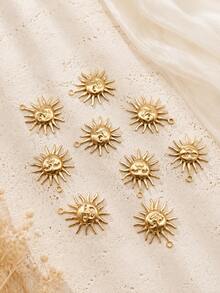 10pcs Stainless Steel 18K Gold Plated Large Sun Face Flower Pendant Set, DIY Charm Necklace Bracelet Anklet Earring Accessories - Yellow Gold - View 2