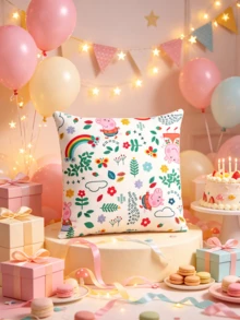 Peppa Pig Square Pillow Cases Set, Multiple Pattern Cartoon Prints, Smooth Polyester Fabric, Invisible Zipper Closure, Anti-Fade Printing, Perfect For Sofa Decor, Birthday Party Scene, Bedroom Accent & Home Decoration Supplies - Multiple Styles - View 5