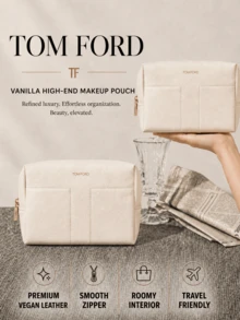 Tom Ford TF Forbidden Vanilla Couture Makeup Bag, 25*15.5*7 Cm, Lightweight, Easy To Carry, For Daily Essentials, Minimalist Design, Premium Fabric, Suitable For Travel Storage. - Off-white - View 3