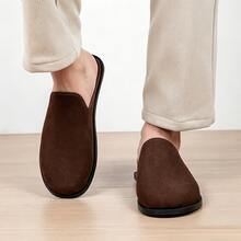 Sandal Selop Pria Ukuran Besar Bahan Suede, Desain Minimalis Tanpa Bagian Belakang, Mudah Dipakai/Dilepas, Bagian Atas Lembut yang Menyesuaikan dengan Bentuk Kaki - Coklat - View 3