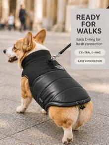 Winter Quilted Dog Vest, Sleeveless Warm Dog Clothes With Leash D‑Ring, Reflective Zipper Dog Jacket, Stand‑Collar Drawstring‑Adjustable Pet Apparel For Small, Medium And Large Dogs For Outdoor Trips - Black - View 6