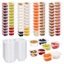 50PCS/30PCS/20PCS/10PCS/5PCS/1PC Reusable Dual-Compartment Sauce Cups/Meal Prep Containers/Food Storage Boxes With Lids, 5oz Sauce Cups, Meal Prep Snack Boxes, Portion Control, Food Storage, Transparent Dual-Compartment Snack Storage Boxes - Clear - View 4