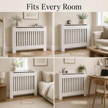 Royalswill White Radiator Cover, Modern MDF Vertical Slats Radiator Cabinet With Top Shelf, Wooden Radiator Heater Cover For Living Room, Bedroom & Hallway, 3 Sizes - White - View 11