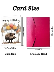 1pc Forest Ranger & Hunter Birthday Card (With Envelope) - "Happy Birthday" Birthday Greeting Card, Birthday Gift, Forest Ranger, Forest Hunting, Nature School Supplies, Back To School - Sets - View 2