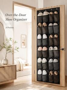 Large Capacity Door Hanging Shoe Storage Bag, Available In 40, 35, 24 Or 14 Slots. Made Of Breathable Non-Woven Fabric With Sturdy Black Frame, Dust-Proof And Moisture-Proof, Clear Visibility Of Contents. - View 5