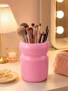1pc Minimalist Makeup Brush Holder, Rounded Cosmetic Organizer Cup For Makeup Brushes Lipstick Eyeliner Eyebrow Pencil And Beauty Tools, Aesthetic Vanity Desktop Storage For Dressing Table Bedroom Bathroom Countertop Decor - Multicolor - View 12