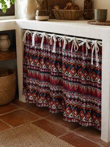 Country Style Oven Curtain With Ruched Edges And Tie Design, Farmhouse Oven Cover, Suitable For Protecting And Decorating Ovens, Dishwashers And Washing Machines, Home Kitchen Style Cabinet Cover - Multicolor - View 6