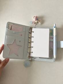 M5 Colorful Loose-Leaf Binder, Mini Notebook, Sticker Book, Patented Leather M5 Binder, Sticker Storage Book, 1 Receipt Slot, 2 Card Slots, 2 Transparent Windows, Suitable For Photo Album, Handmade Album, Sticker Book School Supplies - M5 - View 8