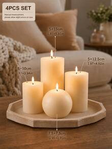 Multi-Size Ivory White Cylinder And Ball Decorative Candles, Suitable For Weddings, Dining Tables, Home Decor, Parties And Holiday Table Settings - Ivory White - View 13