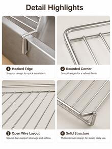 Triangular Sink Drain Rack, No-Drill Storage Rack, Fits Sink Corner, Tool-Free Installation, Space-Saving Design, Reinforced Load-Bearing Capacity, Suitable For Countertop Storage, Sink Drainage, Sponge/Cloth Storage And Cleaning Tool Organization - Multicolor - View 9