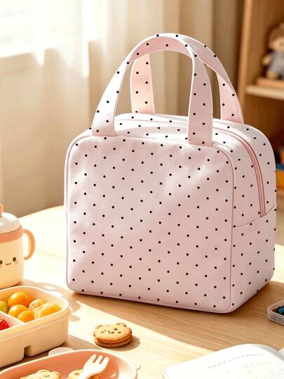 New Polka Dot Print Handheld Lunch Bag, Outdoor Picnic Storage Bag, Makeup Bag, Toiletry Bag, Travel Storage Bag, Lightweight Portable Handheld Travel Makeup Storage Bag, Toiletry Bag, Women's Small Handbag, Non-Food Contact Material, Daily Storage Bag, Outdoor Travel Luggage Storage Bag, Yoga Fitness Bag, Travel Luggage Organizer Bag, Portable Compact Style, Top Handle Makeup Bag, Simple Casual Large Capacity Commuter Bag, Fashion Polka Dot Shoulder Bag