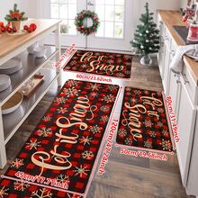 1/2/3pcs Christmas Theme Kitchen Rug, Flannel Kitchen Mat Red & Black Plaid Snowflake Pattern, Soft Comfortable Absorbent Non-Slip, Machine Washable With Non-Slip Backing, Suitable For Multiple Scenes: Doorway, Living Room, Bedroom, Kitchen, Dining Room, Bathroom, Laundry Room, Entryway, Christmas Holiday Home Decor Floor Mat - Multicolor - View 13