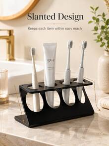 Multifunctional Bathroom Organizer-A 2-In-1 Toothbrush And Draining Rack. This Countertop Stand For Toothpaste And Dental Accessories Is Suitable For Both Bathrooms And Kitchens, Combining Stylish Design With Practicality. - Multicolor - View 8