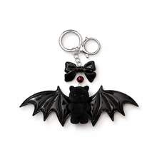 Gothic Bat Bear Keychain, Halloween Black Wing Bag Charm, Cute Bow Pendant, Flocked Material Bag Accessory, Dark Style Phone Charm - Multicolor - View 10