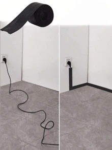 3pcs Floor Cable Trunking, PVC Wire Conduit, Wire Fixing And Extension Protection Slot, Wire Concealment Sticker | One Sticker One Cover Instantly Hide Messy Wires On Floor And Wall Corners! | Flexible And Bendable, Fits Perfectly Along Wall Corners And Right Angles | Multiple Colors To Match Your Choice, Self-Adhesive Material, - O - View 1