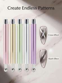 2-In-1 Dual-Head Cat Eye Magnetic Nail Art Tool Set, 3D Cat Eye Nail Effect, Nail Care, Multi-Function Strong Magnetic Cat Eye Gel Nail Polish Steel Ball Adsorption Art Design Accessory, Suitable For Home DIY And Nail Salon Studio - A - View 11