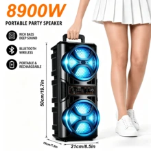 8900W Outdoor Subwoofer Bluetooth Speaker, Portable Wireless Speaker, Built-In Rechargeable Battery, Dual Bass Drivers, FM Radio, Supports BT/TWS/USB/AUX/TF Card/MIC, High Volume Stereo, Suitable For Indoor Dances, Home Entertainment, Parties - View 10