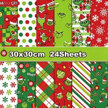 The Grinch 24pcs Green Monster Cartoon Christmas Scrapbook Material Paper Stickers Cards Background Paper - Multicolor - View 7