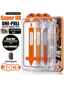 3Pcs Dust‑Free One‑Pull Tempered Glass Screen Protector,9D 8K Ultra HD Full Coverage Auto‑Alignment Quick Apply Film,Anti‑Fingerprint Bubble‑Free Screen Protector Compatible With IPhone 18 Pro Max 17 And More Models - Cleanroom - View 11