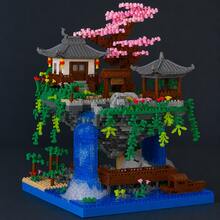 1685pcs Peach Blossom Pool Building Blocks, ABS Material, Mixed Color Decoration Set, Suitable For Furniture Placement And Office Decoration, Perfect Gift For Holidays, Birthdays Or Anniversaries - Multicolor - View 3