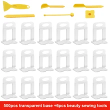 500/2000/4000/8000X Tile Leveling Spacer System Tool Clips Wedges Flooring Lippage Plier - 500pcs Spacers+6pcs Yellow Sewing Tools - View 2