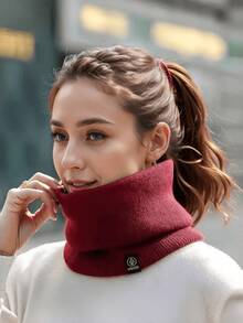 1pc Women's Knitted Fleece Neck Warmer, Windproof Ear Protector Cycling Face Mask, Men's Neck Scarf - Multicolor - View 9