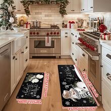 1/2/3pcs Christmas Theme Kitchen Rugs, Flannel Kitchen Rugs, Comfortable Soft Absorbent Non-Slip Machine Washable With Non-Slip Backing, Multi-Functional Home Floor Mats, Suitable For Entryway, Living Room, Bedroom, Kitchen, Dining Room, Bathroom, Laundry Room, Hallway, Patio, Holiday Christmas Decor Mats - Multicolor - View 16