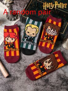 1/4 Pair Warner Bros Cartoon Jacquard Creative Vertical Stripe Street Style Socks, Halloween Socks - Multicolor - View 8