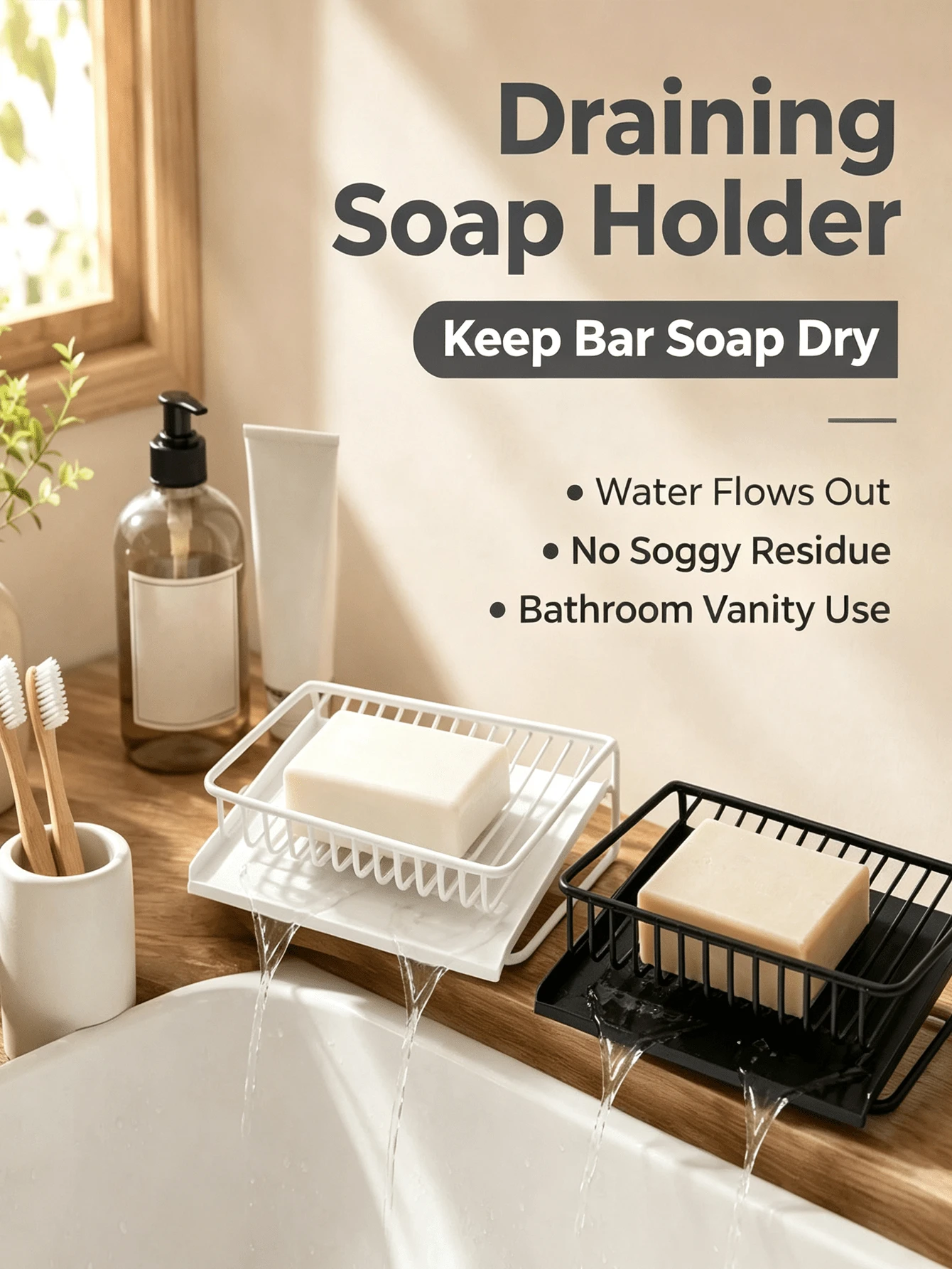 Sloped Drip Design Soap Dish, Quick‑Dry Metal Soap Storage Caddy, Keep Bar Soap Dry And Residue‑Free, Sturdy Wire Holder For Bathroom Vanity, Kitchen Sink And Washing Area