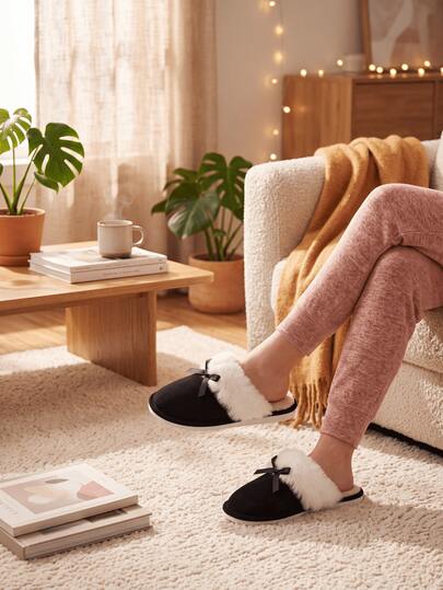 Women's New Autumn/Winter Closed-Toe Slippers, Indoor Home Comfortable Quiet Warm Slippers, Bedroom Living Room Cold Winter Essential Floor Slippers