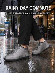 1 Pair Women's Reusable Waterproof Rain Shoe Covers, Non-Slip Wear-Resistant High Elasticity Shoe Covers, Suitable For Outdoor Travel, Commuting And Rainy Days - Multicolor - View 8