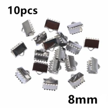 10Pcs 8-25mm Stainless Steel Crimp End Beads Buckle Tips Clasp Cord Flat Cover Clasps Connectors For DIY Jewelry Making - Ribbon Ends - View 9