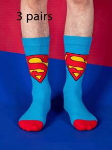 1/3 Pairs Warner Bros Superman Hero Super Cartoon Animation Style Men's Socks, Christmas And Halloween Gift - Multicolor - View 6