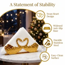 1pc Gold-Plated Stainless Steel Napkin Holder, Swan Shaped Desktop Napkin Storage Rack, Decorative Table Centerpiece, Suitable For Dining Table, Wedding Party - 1PC - View 4