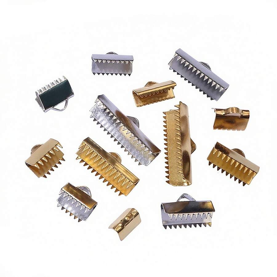 10Pcs 8-25mm Stainless Steel Crimp End Beads Buckle Tips Clasp Cord Flat Cover Clasps Connectors For DIY Jewelry Making - Ribbon Ends - View 1