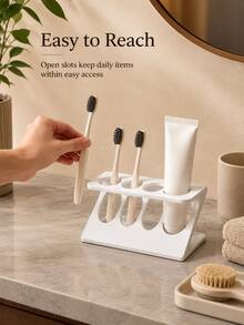 Multifunctional Bathroom Organizer-A 2-In-1 Toothbrush And Draining Rack. This Countertop Stand For Toothpaste And Dental Accessories Is Suitable For Both Bathrooms And Kitchens, Combining Stylish Design With Practicality. - Multicolor - View 10