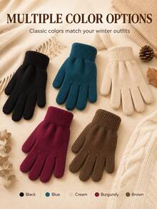 Knitted Cycling Gloves, Comfortable Skin-Friendly Warm Windproof, Reduces Sleeve Air Infiltration, Flexible And Comfortable, Unisex, Suitable For Autumn/Winter Cycling, Commuting And Daily Outdoor Wear - Multicolor - View 1