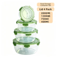 [1pc]Round Airtight Fresh-Keeping Lunch Box, Refrigerator Fruit Plastic Meal Box, Daily Kitchen Fresh-Keeping Bowl, Capacity 400-2000ml Optional - View 12