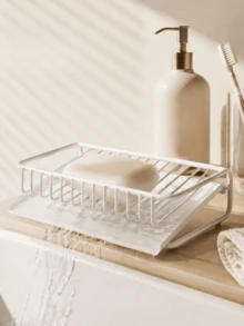Sloped Drip Design Soap Dish, Quick‑Dry Metal Soap Storage Caddy, Keep Bar Soap Dry And Residue‑Free, Sturdy Wire Holder For Bathroom Vanity, Kitchen Sink And Washing Area - Multicolor - View 6