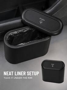 1pc Black Press Lid Hanging Car Trash Can, Compact Mini Door Mounted Waste Bin, Portable Car Garbage Basket & Multi-Function Storage Organizer Box, Easy Clean Car Interior Accessory, Suitable For Front And Rear Doors, SUV, Sedan And Truck - Multicolor - View 4