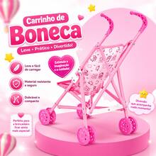Carrinho De Boneca Infantil Pequeno - Rosa Bebê - Visão 2