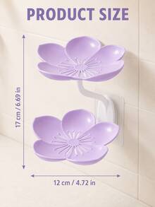 Flower-Shaped Soap Holder Storage Rack - Wall-Mounted Double Layer Soap Rack With Hooks, Suitable For Bathroom, Drainage System And Bathroom Accessories, Easy To Clean - Multicolor - View 6