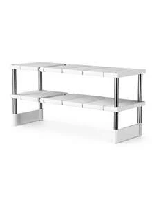 1 buah Rak Penyimpanan Vertikal Fleksibel Setengah Tingkat, Rangka Penopang Stainless Steel, Panel Plastik, Panjang Dapat Diatur, Cocok Untuk Penyimpanan Dapur, Penyimpanan Rumah, Penyimpanan Asrama, Penyimpanan Peralatan Dapur, Dekorasi Ruangan, Juga Cocok Untuk Dapur, Ruang Makan, Pesta, Berkemah, Pertemuan, Hadiah Ideal Untuk Teman Dan Keluarga. - Baja tahan karat + putih - View 6
