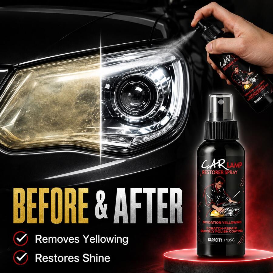 maxxauto Headlight Restoration Spray - Removes Yellowing, Scratches, Haze, And Cloudiness, Instantly Brightens Headlights - Suitable For Car Front And Rear Lights, Prevents Yellowing And Oxidation - Effective Renewal Solution