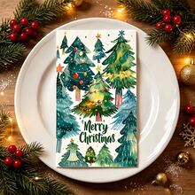 19/39/59pcs Christmas Dinner Napkins, Christmas Pattern, Printed With Christmas Tree, Decorations And Snowflakes, Suitable For Christmas Holiday And Winter Dinner Party Decorative Napkins - Christmas Tree Forest - View 5