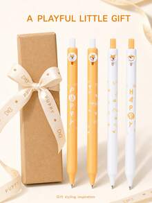 1pc/4pcs Button Pen Chai Dou Dou Clickable Gel Pen, Cartoon Dog Highly Attractive INS Style, Suitable For Students' Daily Writing, Journaling, Etc., Also Can Be Given As Christmas/Halloween Small Gifts From Parents To Children. - Multicolor - View 10