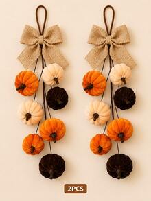 1pc Artificial Velvet Foam Pumpkin Wall Hanging, Autumn Home Decor, Farmhouse Harvest Style, Thanksgiving Window And Door Decoration, Suitable For Autumn, Holiday And Party Decor, Halloween Decoration - Multicolor - View 10
